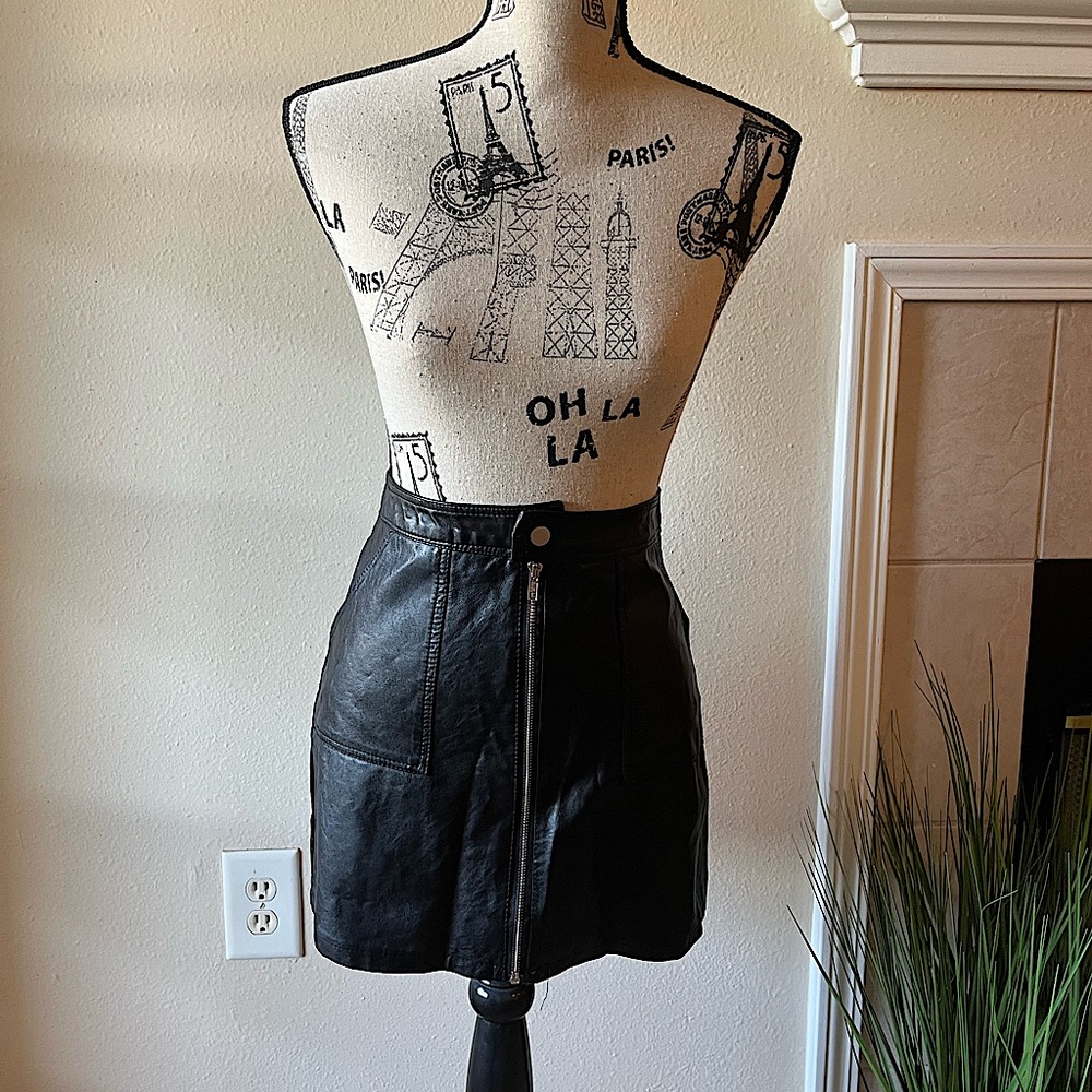 Black faux leather skirt